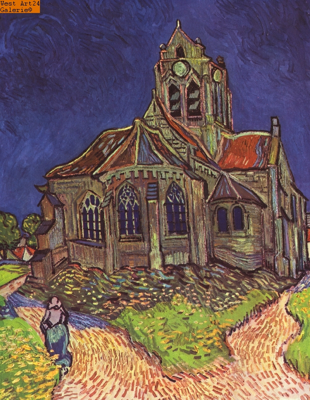 Die Kirche von Auvers nach van Gogh Gemäldeimitation